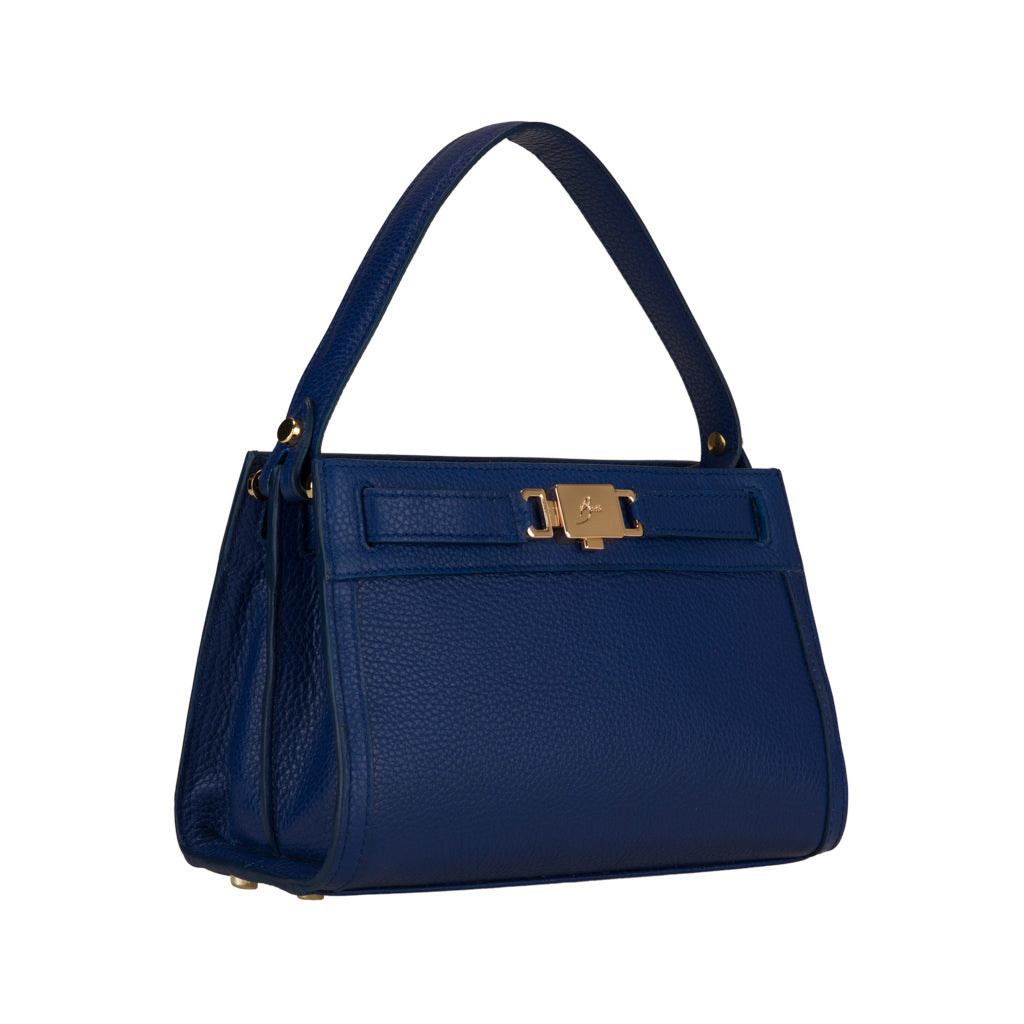 Odessa Cobalt - Tumbled Elk-Embossed Calfskin Leather Top Handle Bag ...