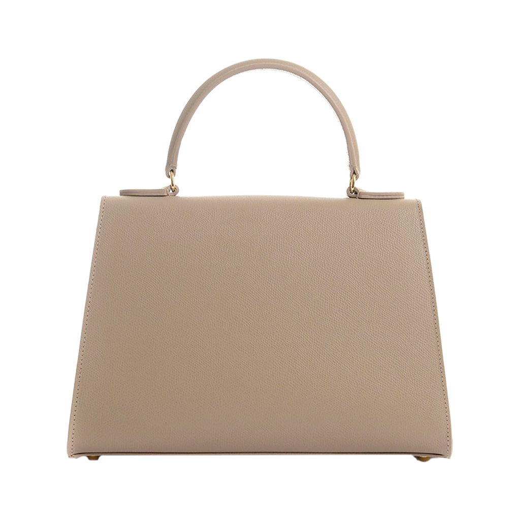 Licia Big Dove Grey - Palmellato Leather Top Handle Bag | MIRTA
