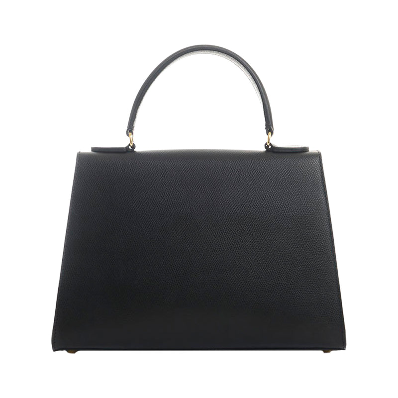 Licia Big Black - Palmellato Leather Top Handle Bag | MIRTA