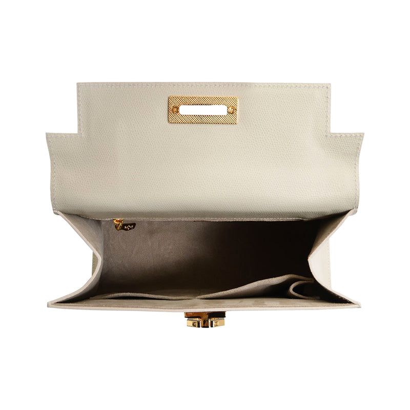 Licia Big Ash Grey - Palmellato Leather Top Handle Bag | MIRTA