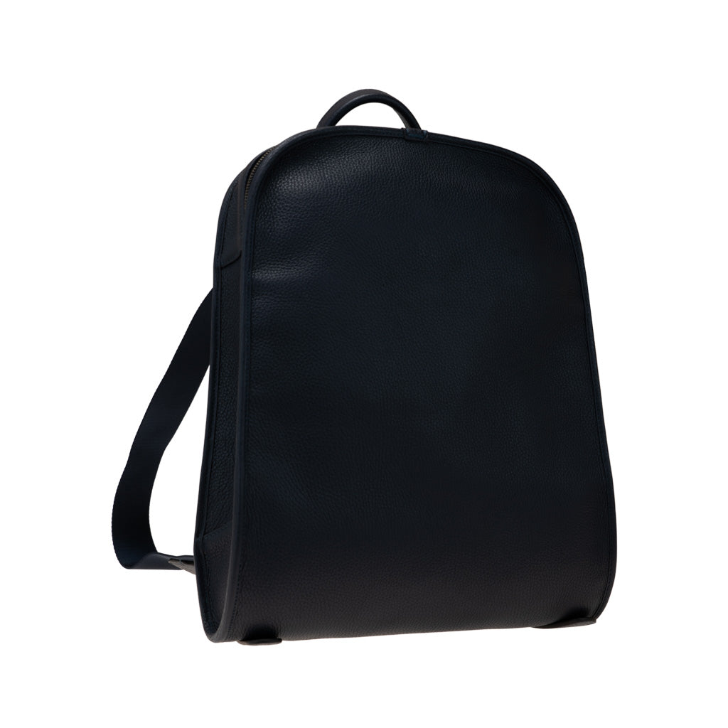 Raphael Navy - Pebbled Calfskin Leather Backpack | MIRTA