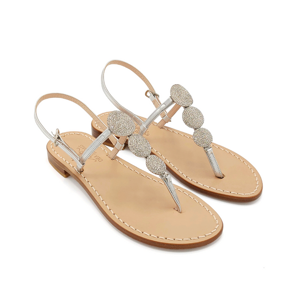 Fari di Capri Silver - Jewelled Leather Sandal | MIRTA