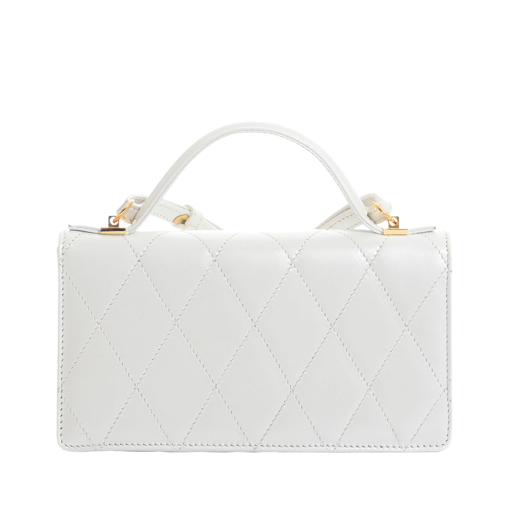 Lara White - Kid Leather Top Handle Bag | MIRTA