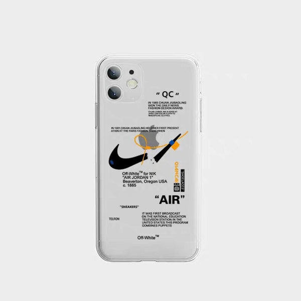 Iconic NIKE OFF White Branding on Transparent iPhone Cover