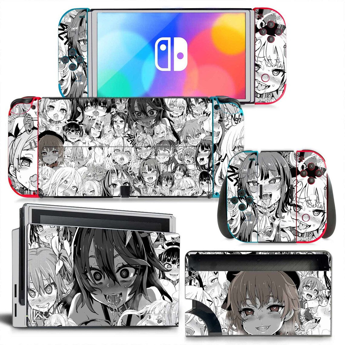 Ahegao Girls Anime, PS5 Controller Skin Anime