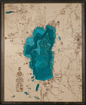 Lake Tahoe Hillshade 3D Wood Map – Tahoe Wood Maps