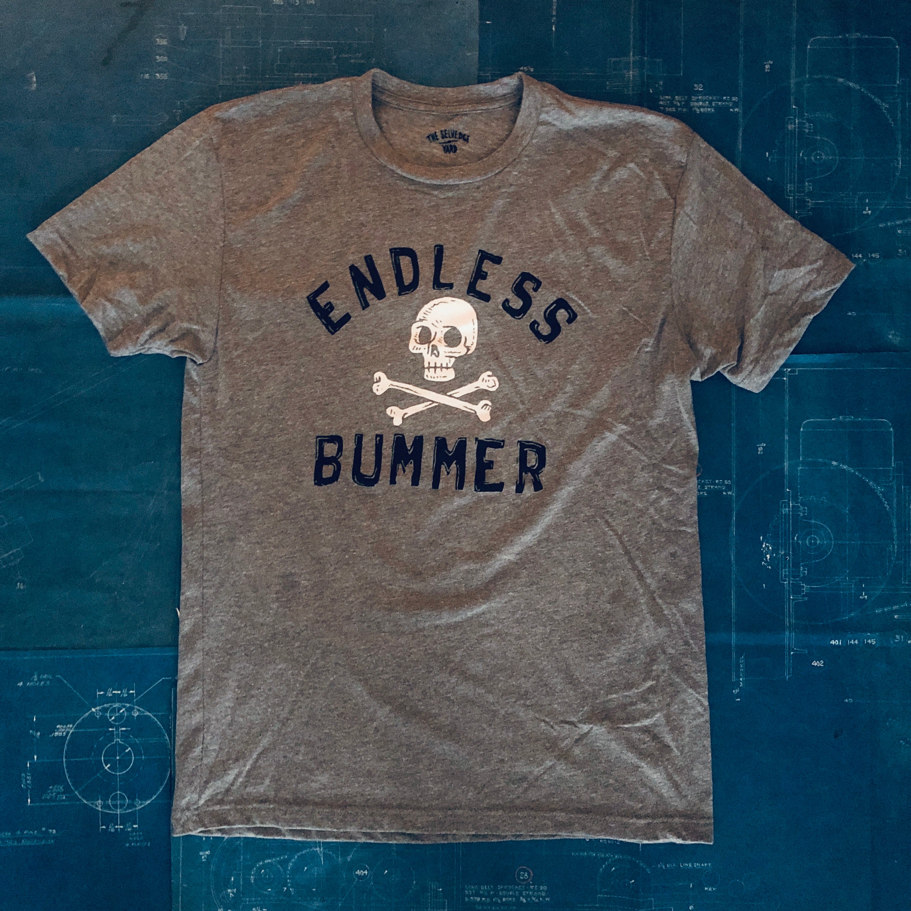 A "ENDLESS BUMMER" TSY x MUCHOMOTO TEE T-SHIRT, GREY HEATHER (NEW!)