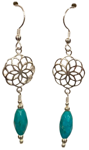 Sterling Silver Mandella/Turquoise Earrings - The Wheeling Artisan Center Shop