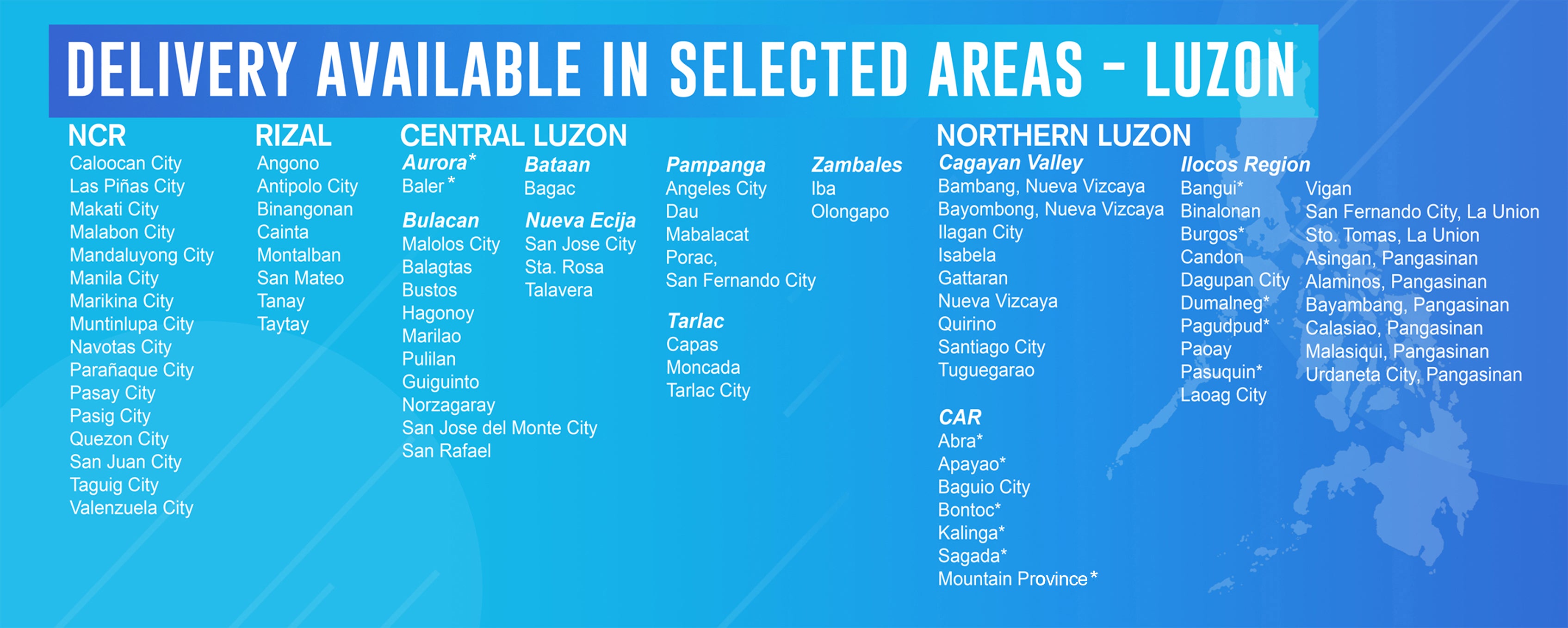 Home Delivery Covered Areas Luzon 1