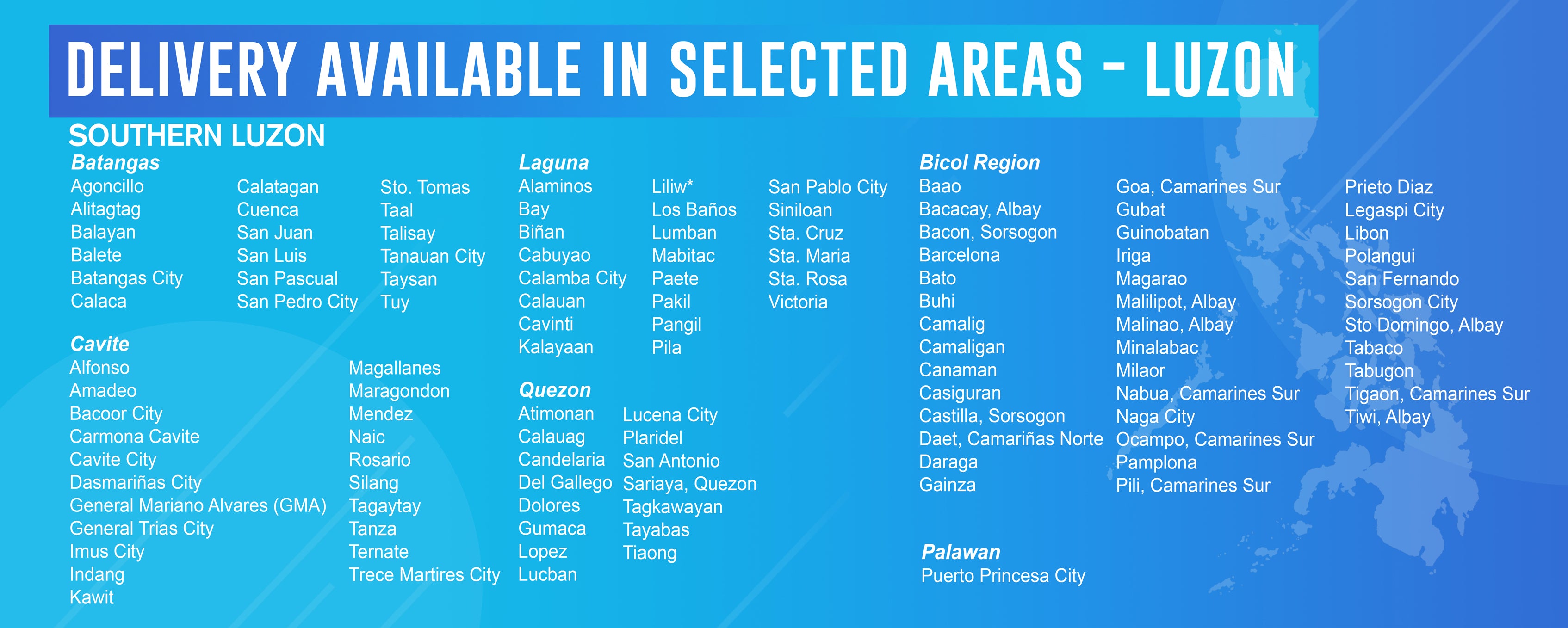 Home Delivery Covered Areas Luzon 2
