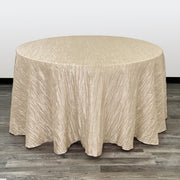 108 Inch Round Crinkle Taffeta Tablecloth Champagne - Bridal Tablecloth