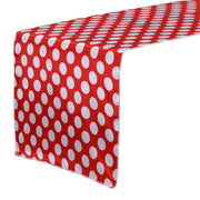 14 x 108 inch Satin Table Runner Red and White Polka Dots - Bridal Tablecloth