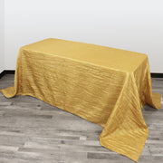 90 x 132 inch Crinkle Taffeta Rectangular Tablecloth Gold - Bridal Tablecloth