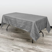 60 x 102 Inch Rectangular Crinkle Taffeta Tablecloth Dark Silver - Bridal Tablecloth