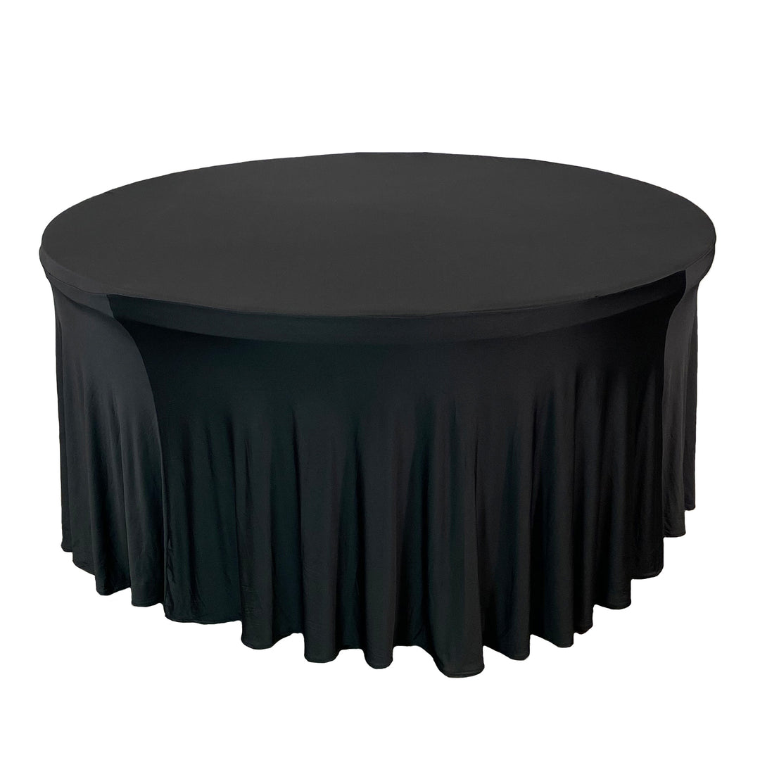 Stretch Spandex 5 ft Round Wavy Draping Table Cover Black | Your Chair ...