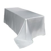 90 x 156 inch Satin Rectangular Tablecloth White
