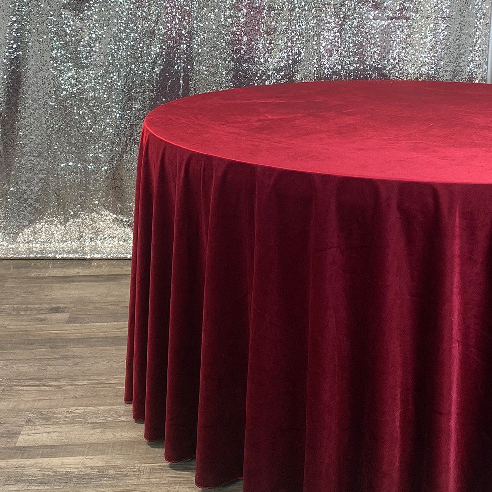 120 Inch Round Royal Tablecloth Burgundy | Bridal Tablecloths