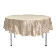 90 Inch Round Crinkle Taffeta Tablecloth Champagne - Bridal Tablecloth
