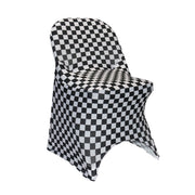 Stretch Spandex Folding Chair Covers Black and White Checkered