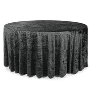 132 Inch Round Crushed Velvet Tablecloth Black - Bridal Tablecloth