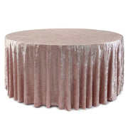 132 Inch Round Crushed Velvet Tablecloth Blush - Bridal Tablecloth