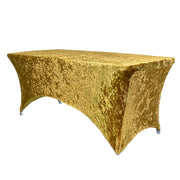 Velvet Spandex 8 Ft Rectangular Table Cover Gold - Bridal Tablecloth