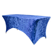 Velvet Spandex 6 Ft Rectangular Table Cover Royal Blue - Bridal Tablecloth