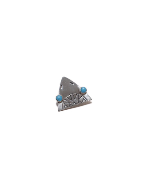 Jaws Pin in Sterling Silver/Turquoise