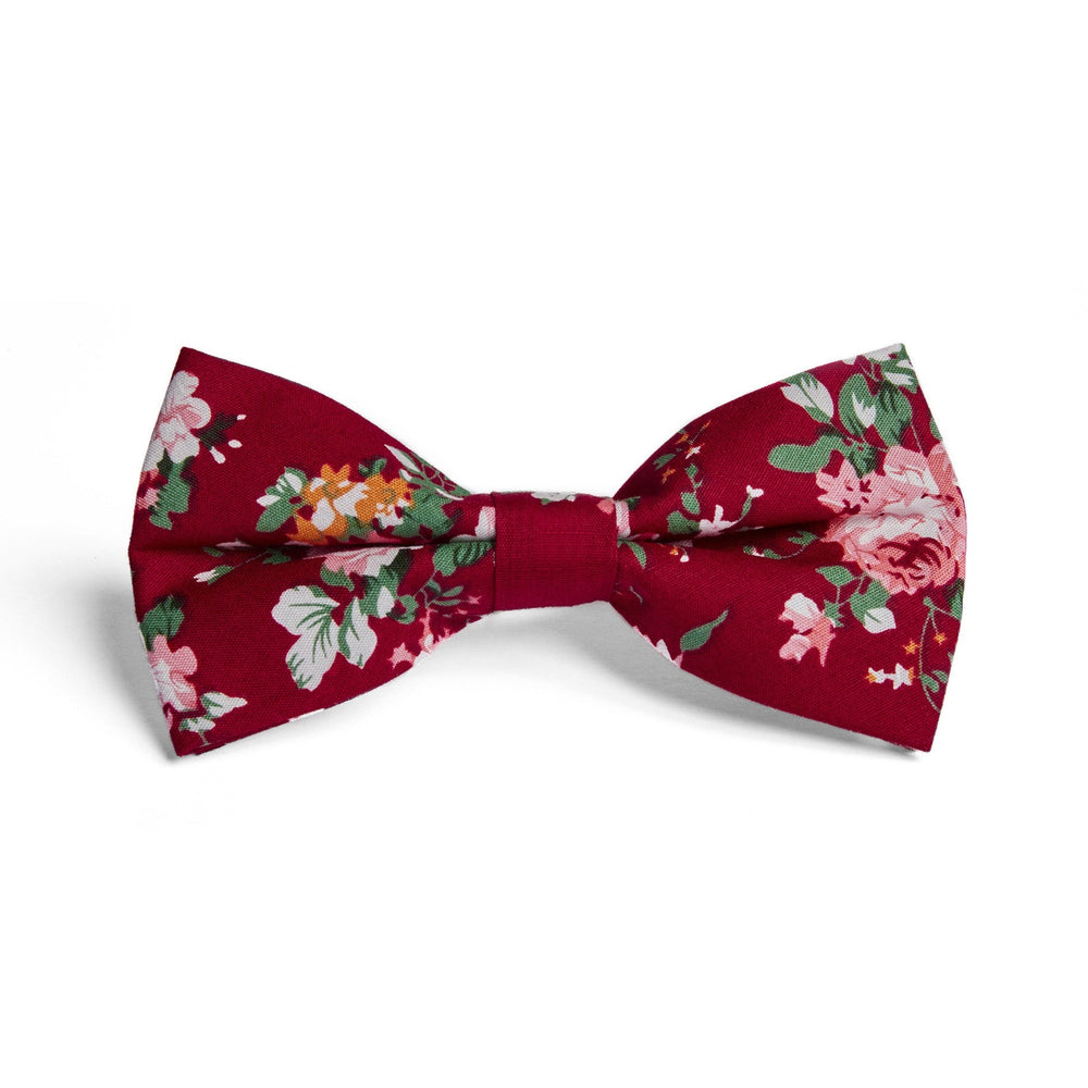 Burgundy Floral Skinny Tie for Weddings