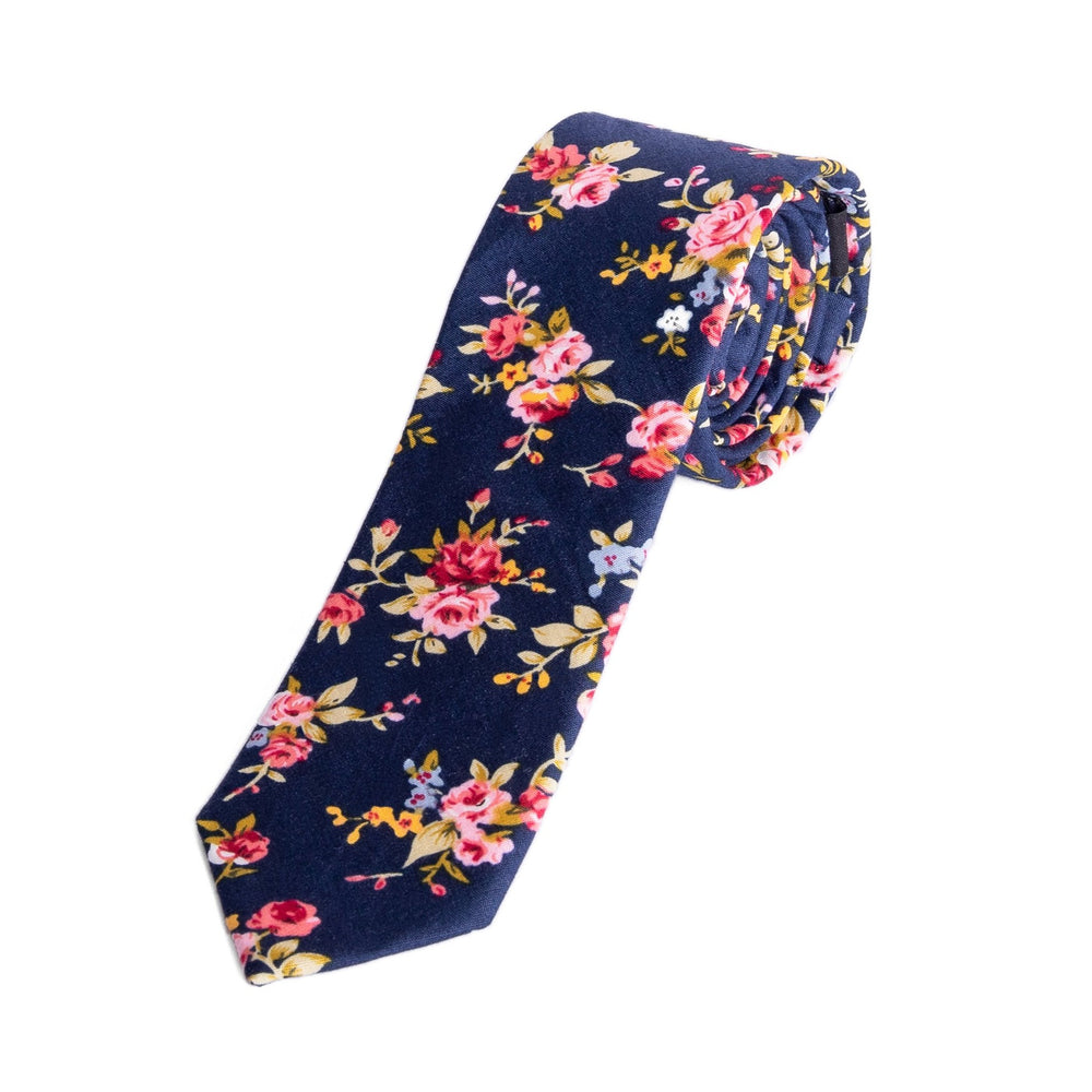 Navy Floral Skinny Tie for Weddings | Groomsman Gear