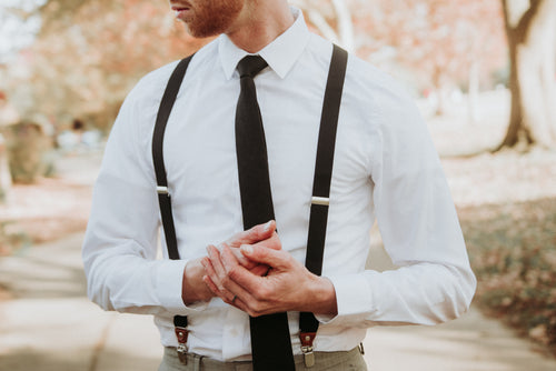 Men's Black Groomsmen Suspenders