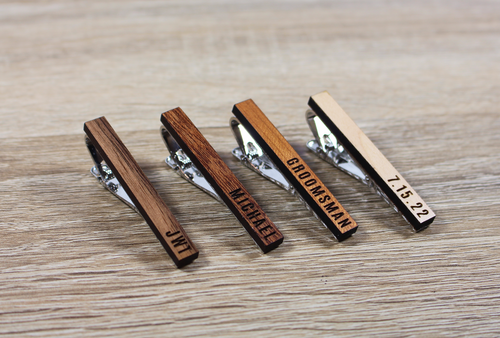 Custom Engraved Wooden Tie Clips