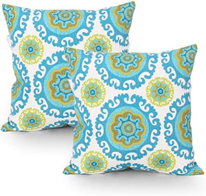 Set of 2 Angelia Outdoor Modern Square Water Resistant Fabric Pillow #846
