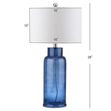 Load image into Gallery viewer, Safavieh Bottle Glass Table Lamps, Set of 2, Blue, White Shade #6996
