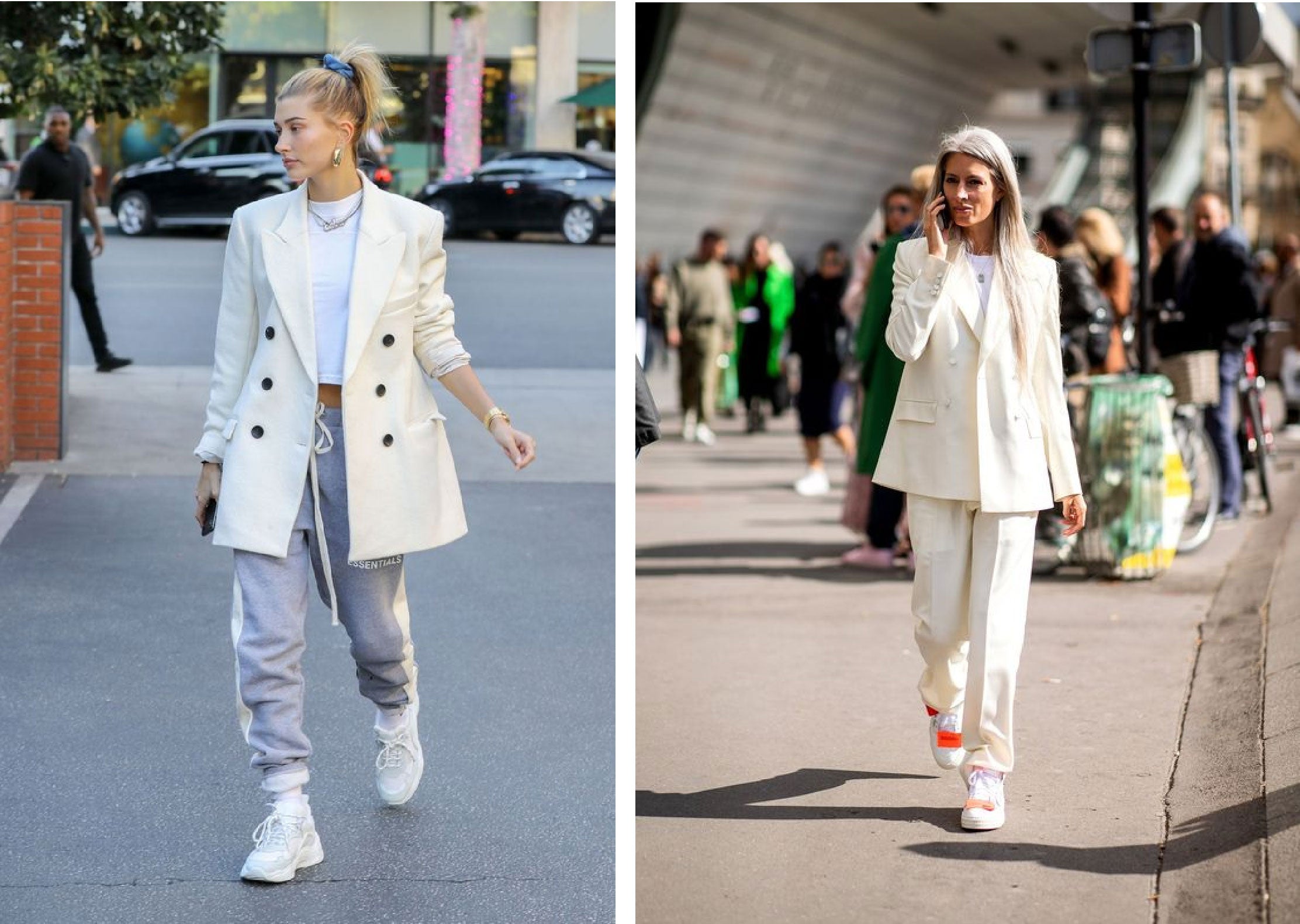 Outfit de moda con unos tenis blancos básicos