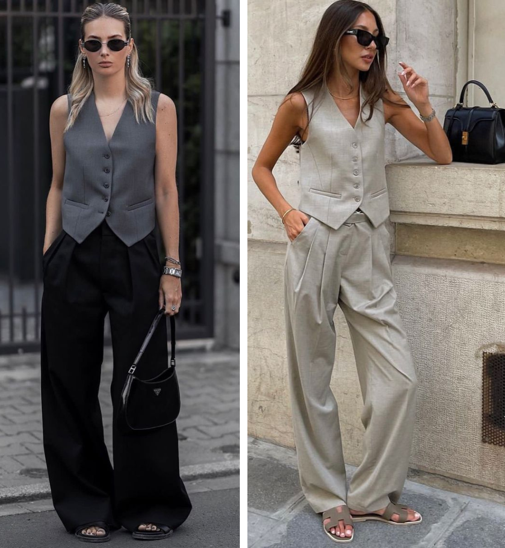 Looks con sets de prendas tipo sastre, la tendencia del momento