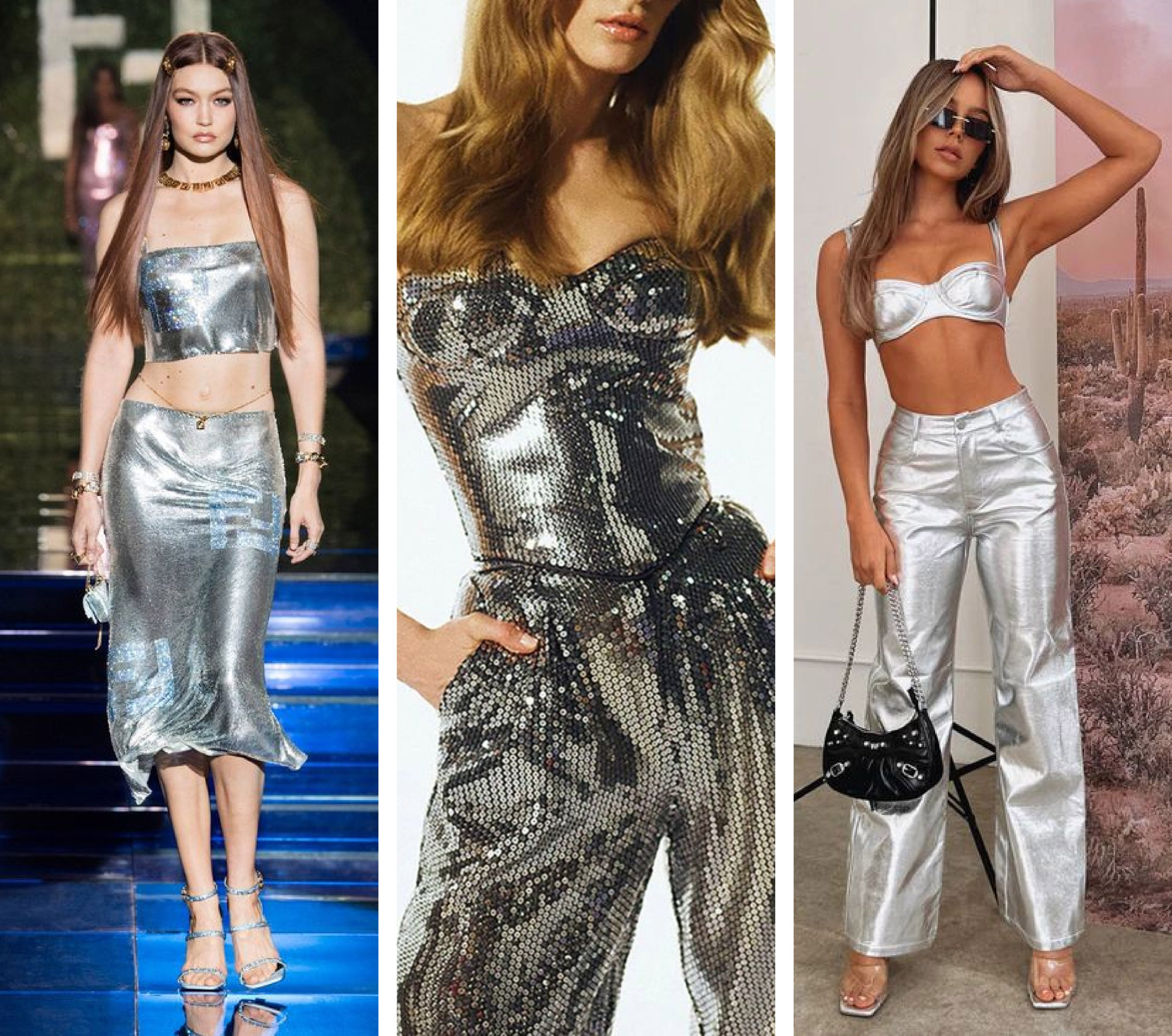 Outfits hermosos con prendas metalizadas, la última tendencia del momento.