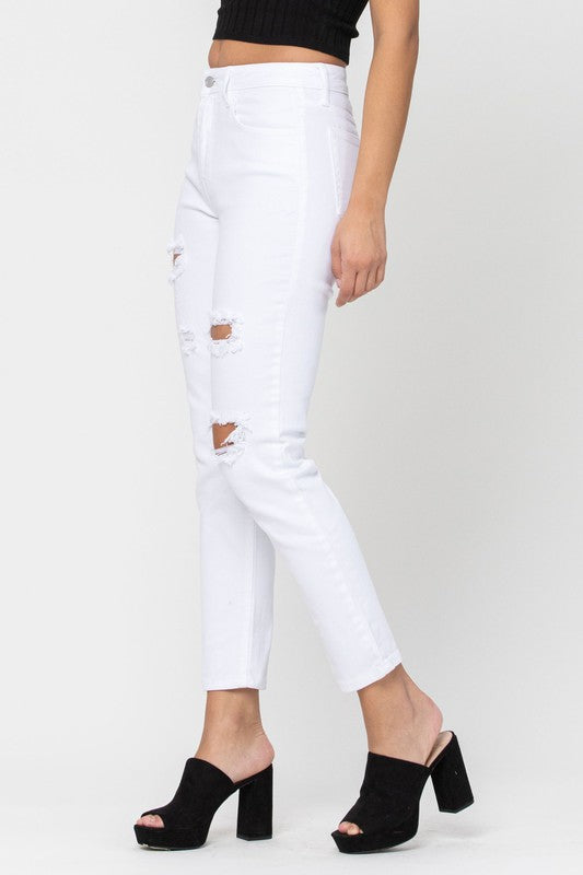 Eloise high rise slim straight white jeans