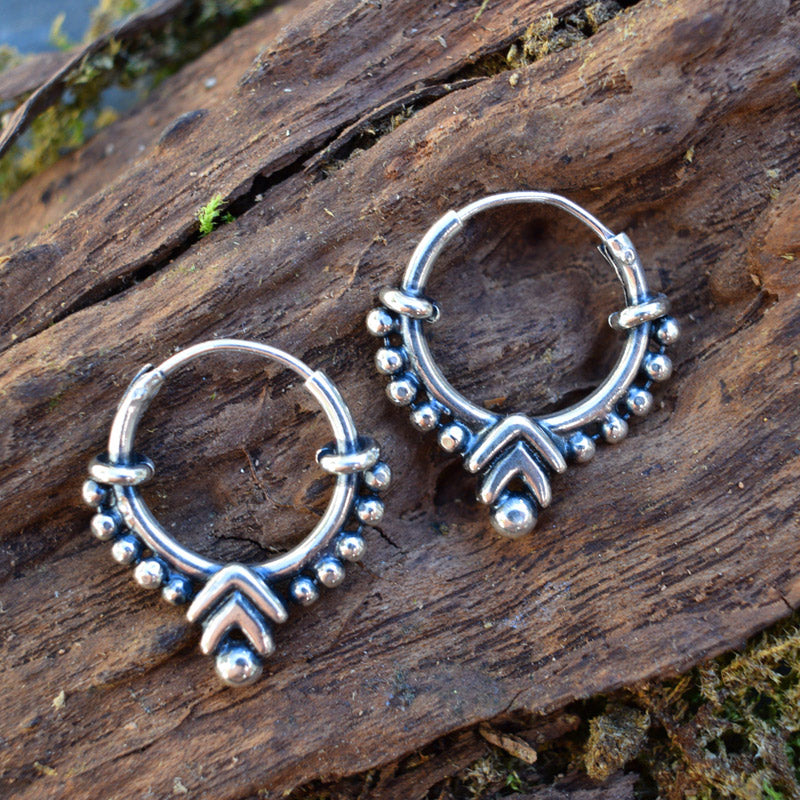 Bali Silver Hoop Earrings | Tribal and Ethnic Earrings | Arka