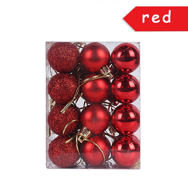 24Pcs 3cm Christmas Ball Glitter Christmas Tree Ornaments Hanging Christmas Home Decorations  Palline Natale Decor Navidad 2019