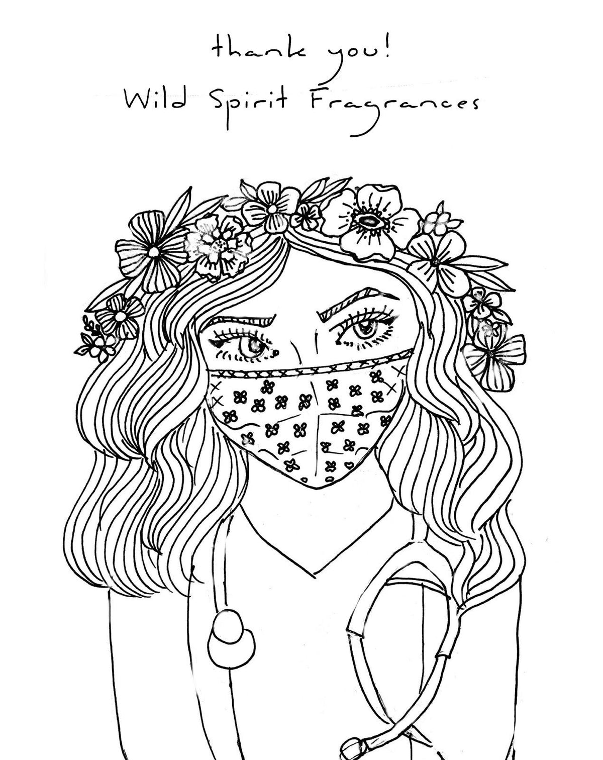 Download Coloring Page, Free Printable Instant Download, Thank You Healthcare W — Wild Spirit