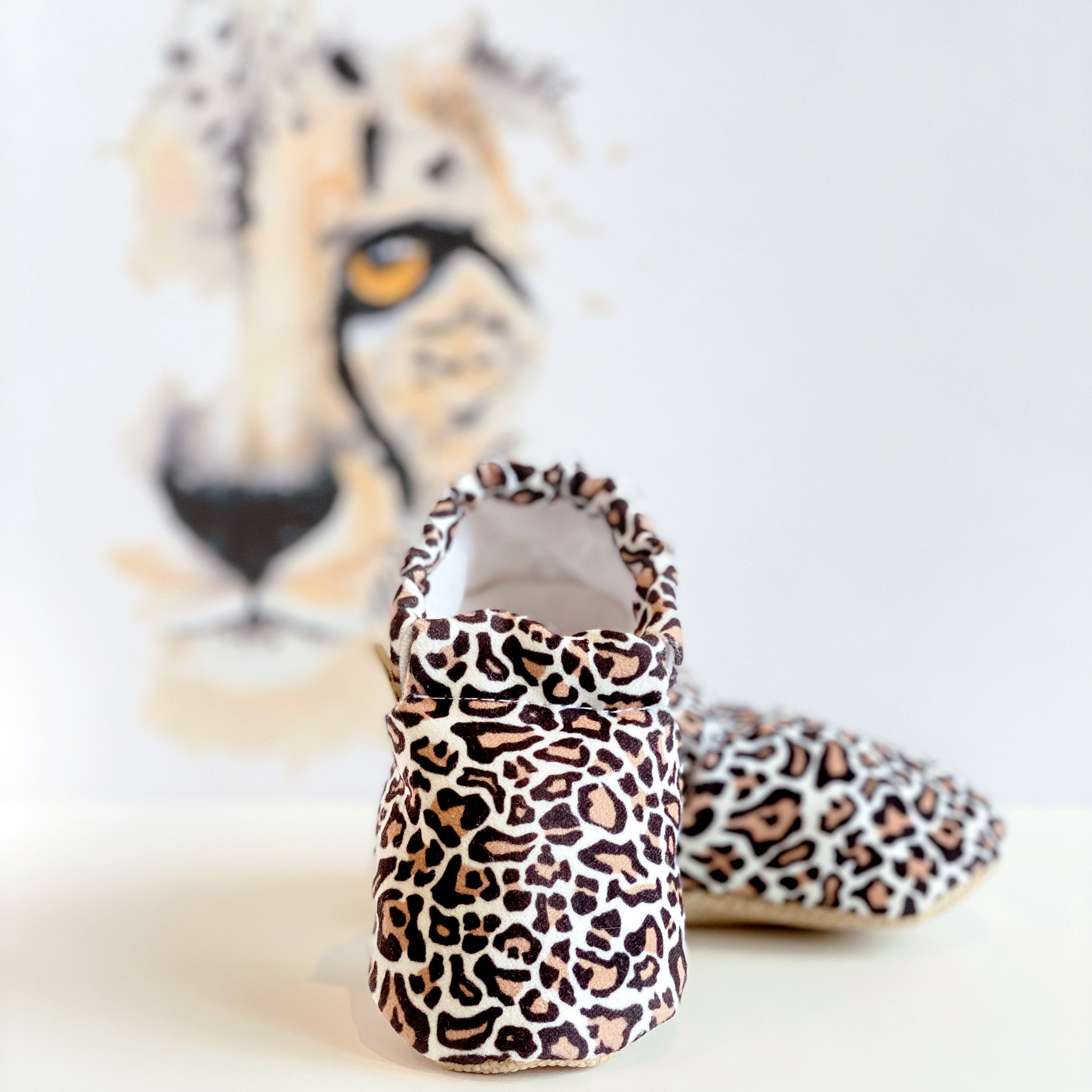 leopard baby booties