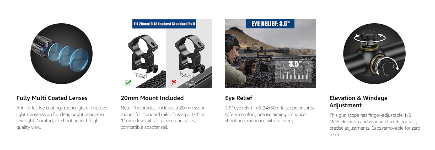 UUQ 6-24x50 AO Rifle Scope