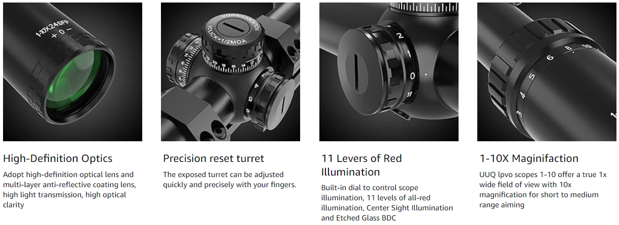 "UUQ Leopard Speed 1-10x24 LPVO Rifle Scope with BDc "