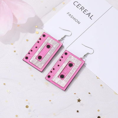 Teenytopia Rockin' Remix Earrings - Cute cassette tape earrings available in gold, hot pink, or pastel pink.