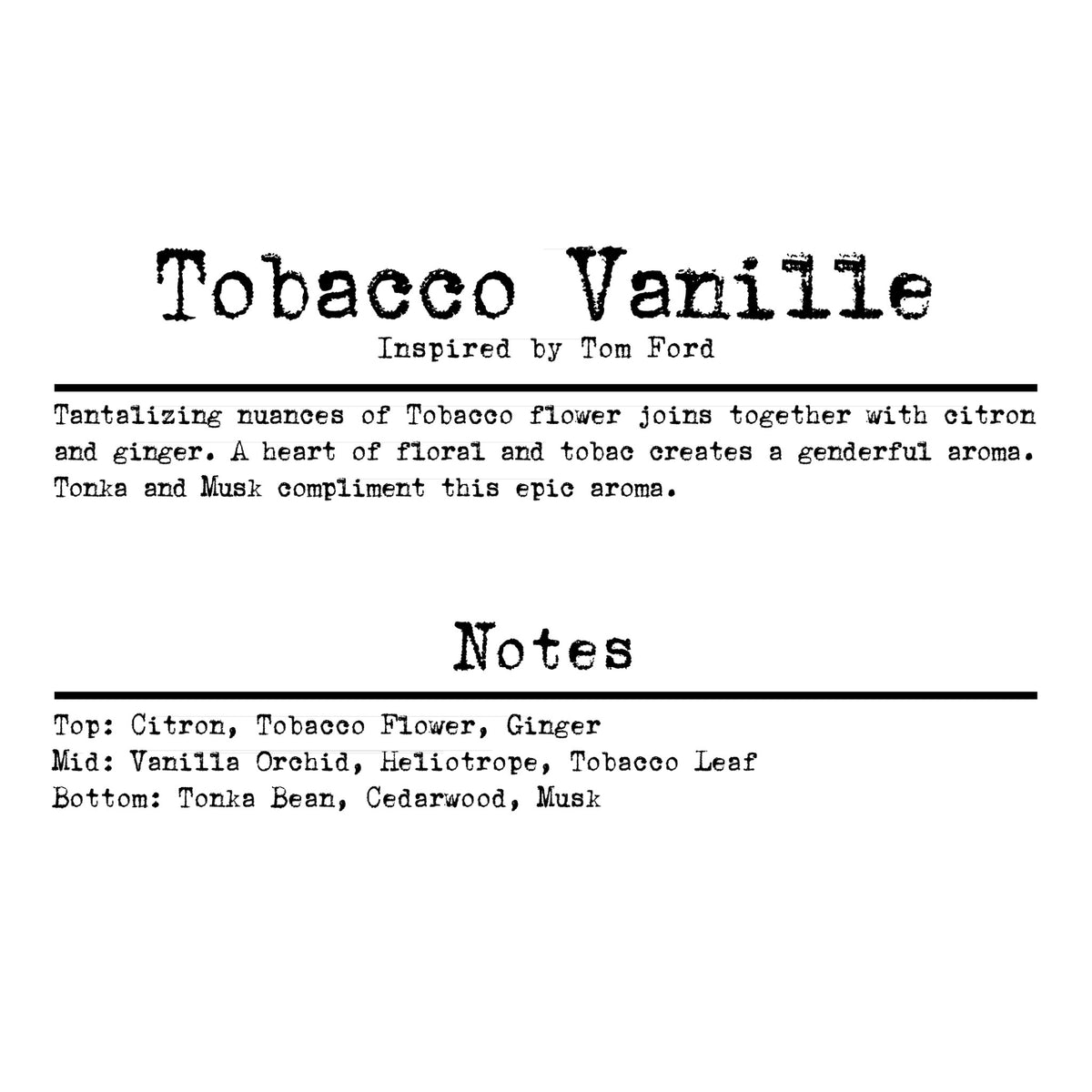 Tobacco Vanille (our version) Sample Scent Strip – Light 4 Life