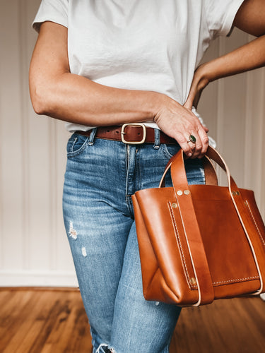 Small Tote in Milled Natural de Luxe Vegetable Tanned Leather