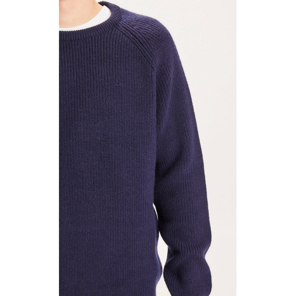 at straffe violet Også Knowledge Cotton Apparel Organic Wool Rib Knit Sweater