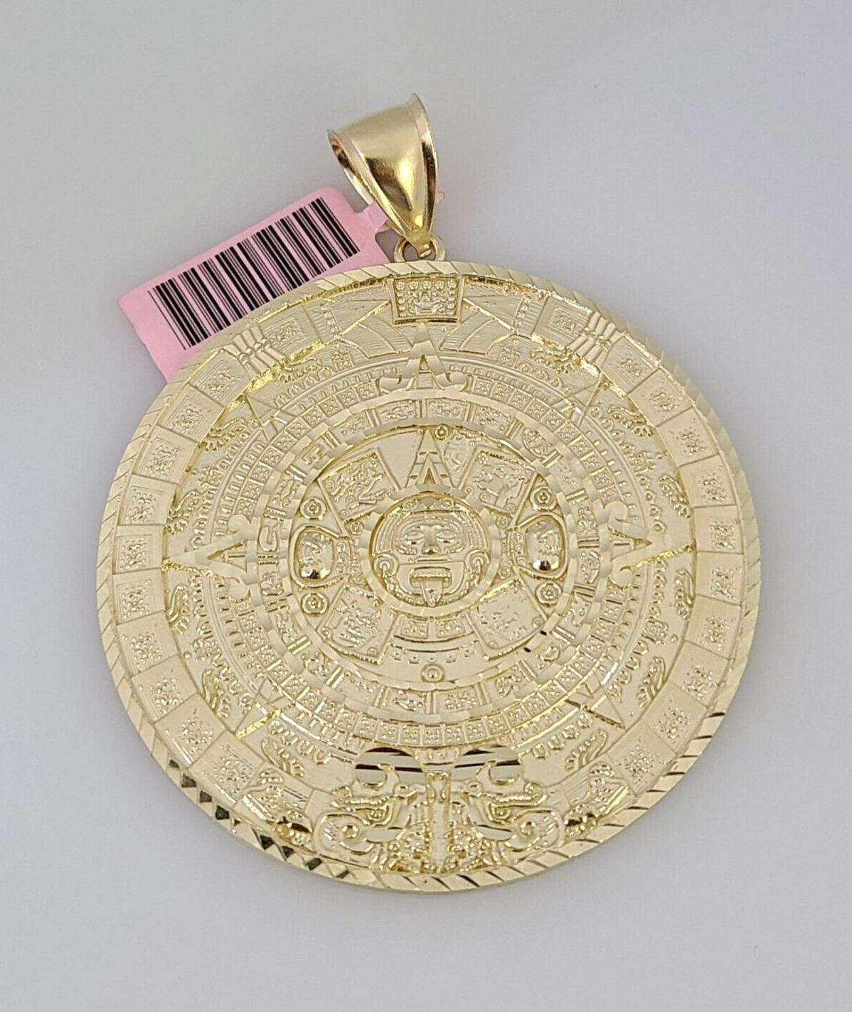 Real 14k Circular Mayan Calendar Pendant Charm 14kt Yellow Gold