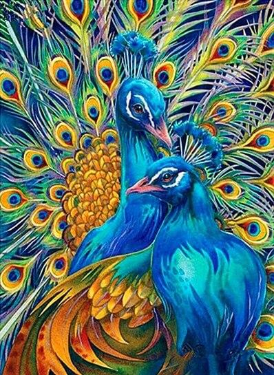 abstract paintings of peacocks